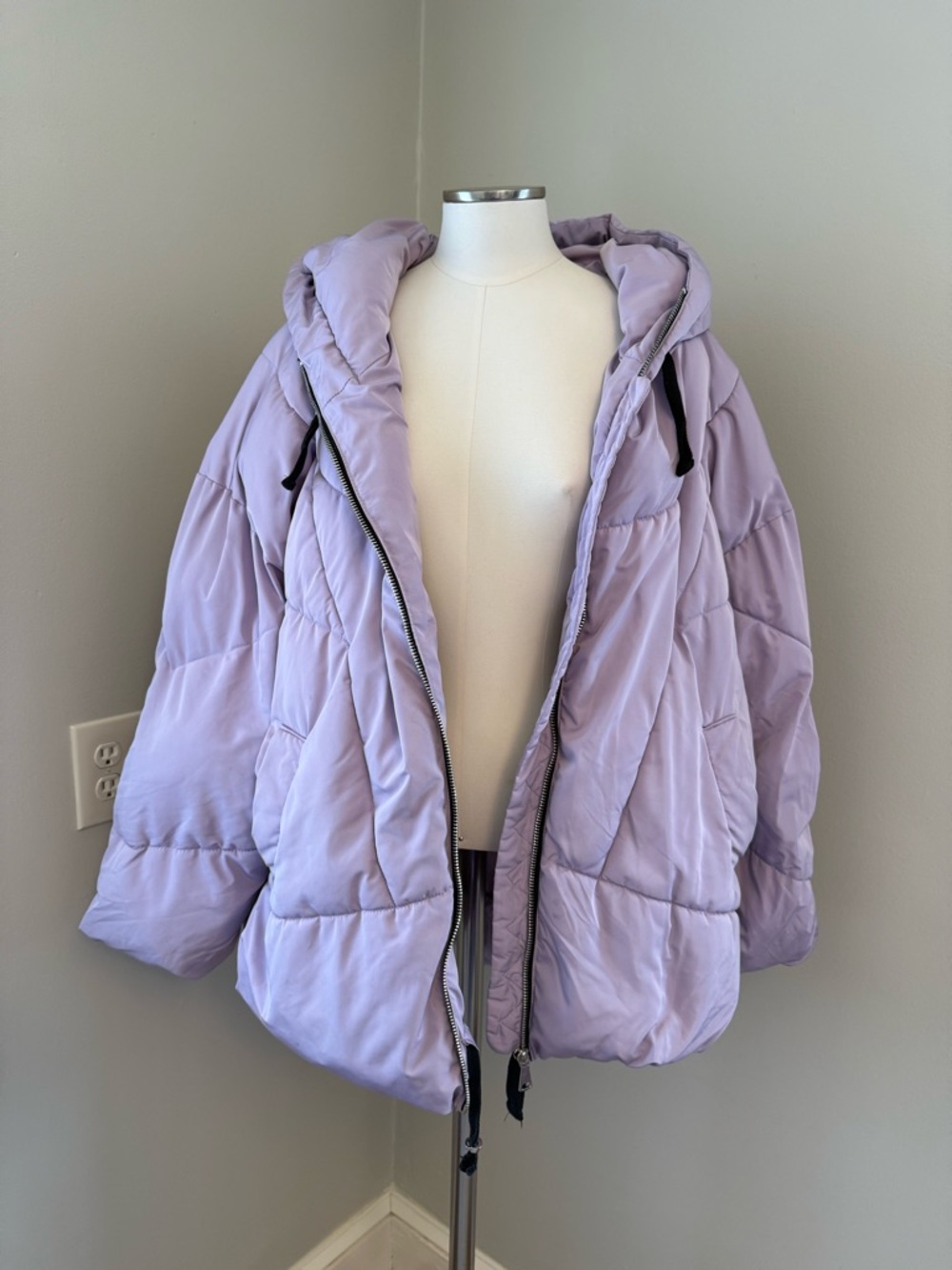 Free People Lavender Quilted Hooded Puffer Jacket - Women